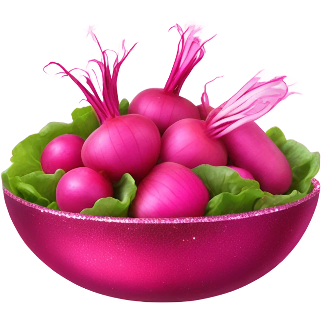 Hot pink salad with pink vegetables with glitter  emoji