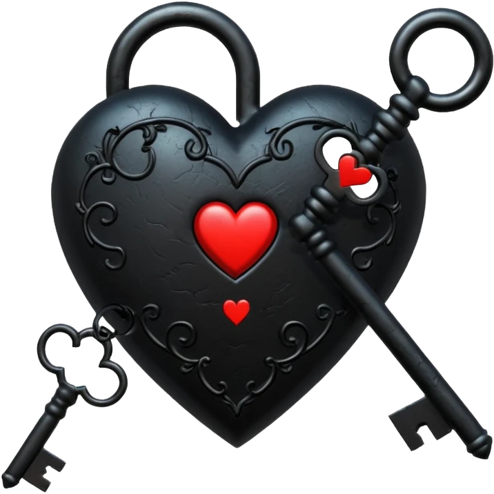goth heart with a gothic heart key emoji