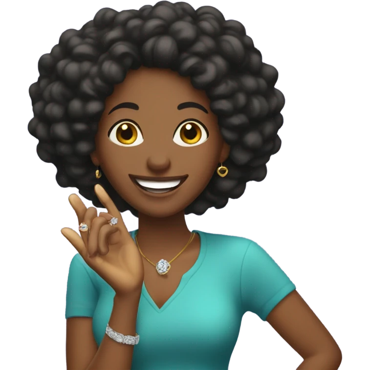 black woman engaged emoji