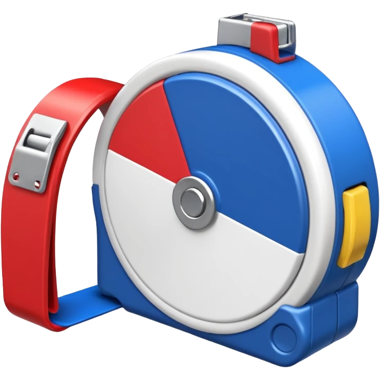 Create my a cartoon/realistic tape measure thats red white and blue. Do not include any yellow. emoji