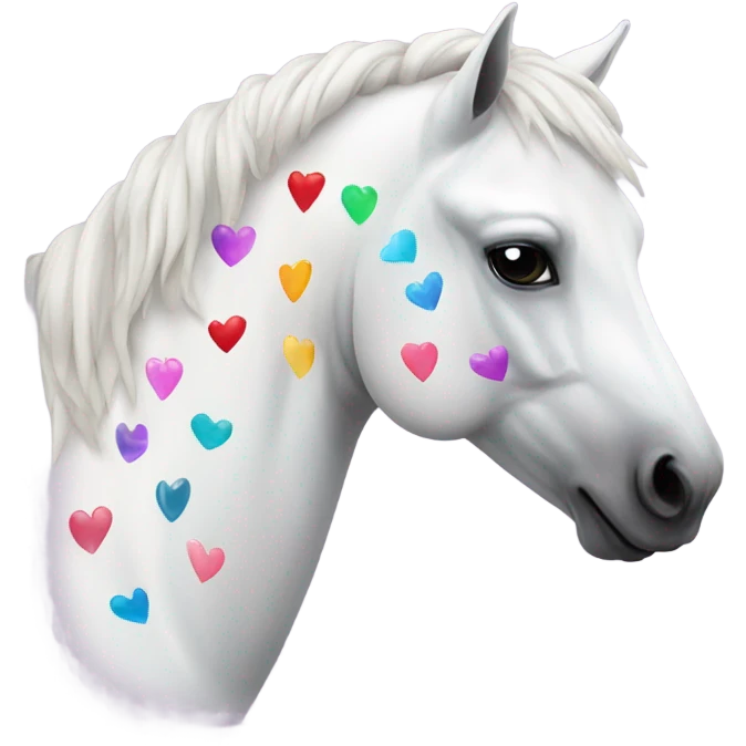 a white horse with hearts  emoji