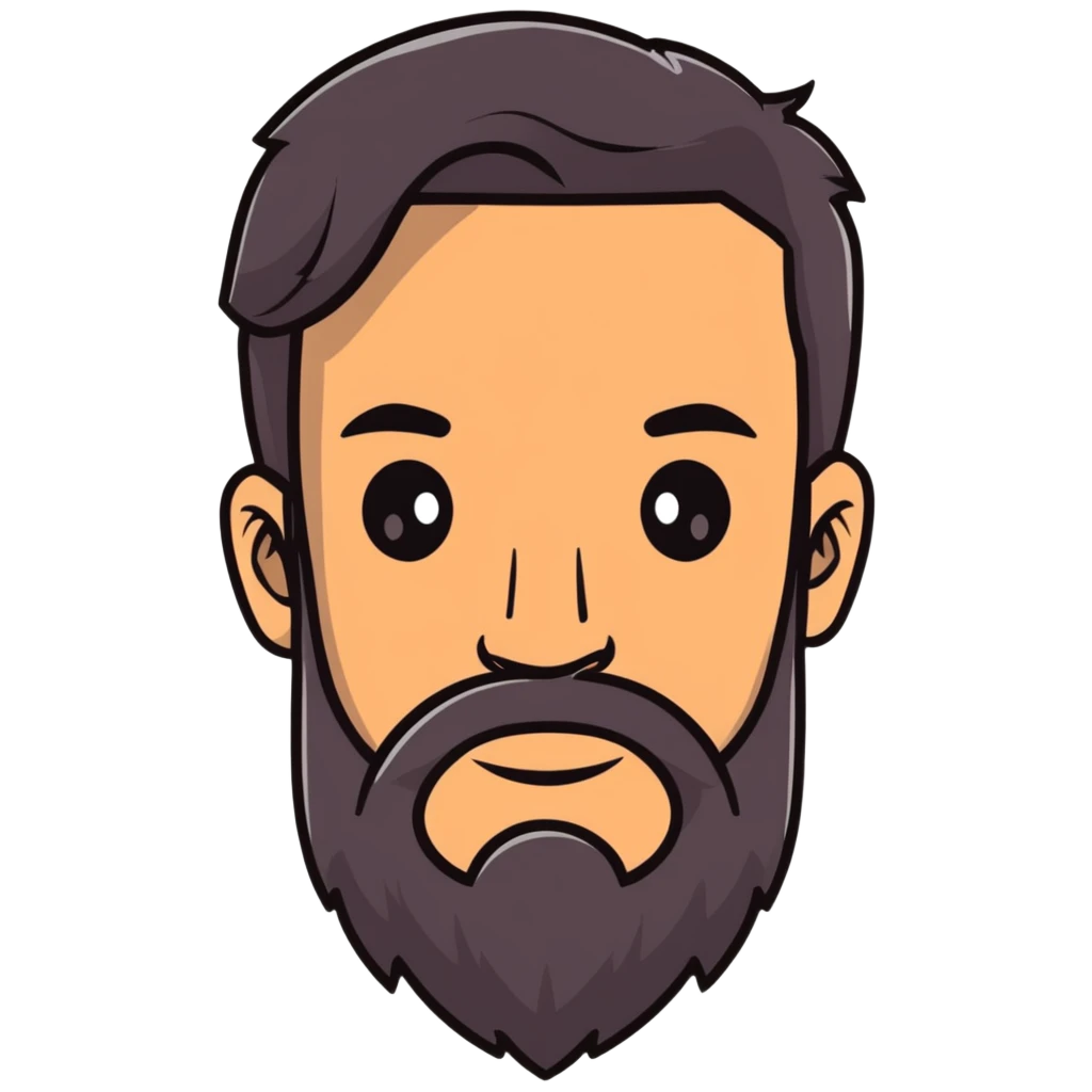 hombre con barba y pelo lacio emoji