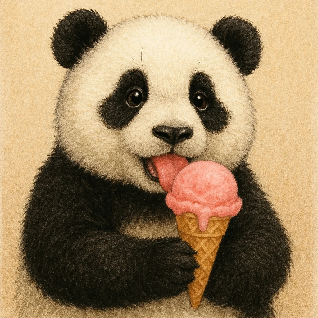 Panda eating ice cream emoji