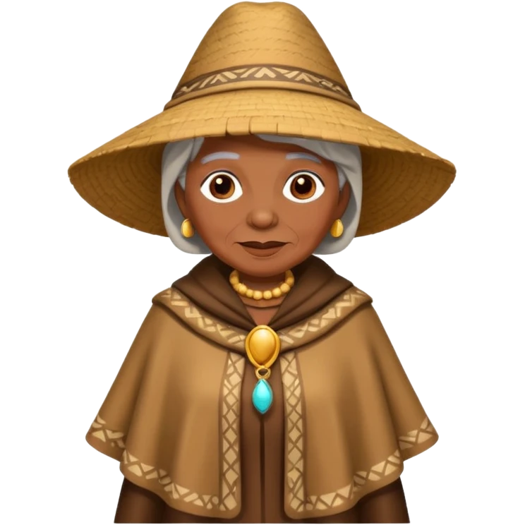 brown skin old woman with fashion pancho emoji