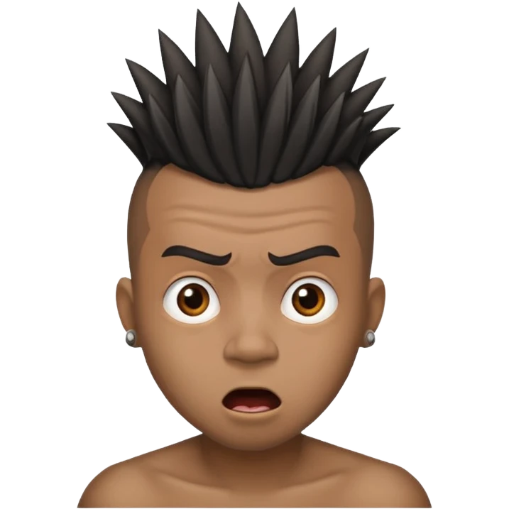 Black male with mohawk with a surprised look emoji
