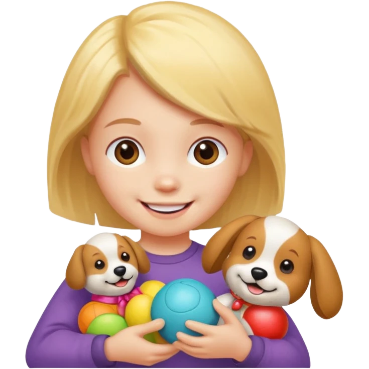 child with dog toys emoji