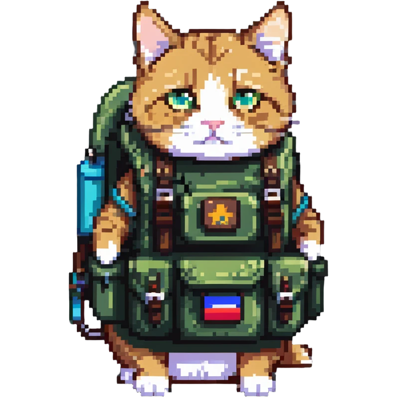 cat wearing a hiking backpack emoji