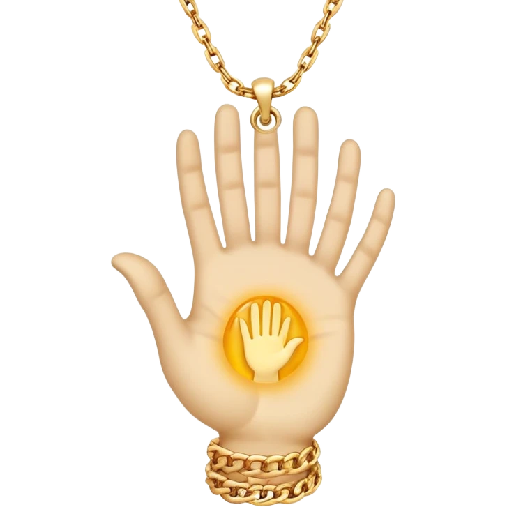 emojis for pendants with chains generally jewelry that is purposeful -- ethereal glowing hand with symbolic palm lines-- 5 fingers reading palm 
 emoji