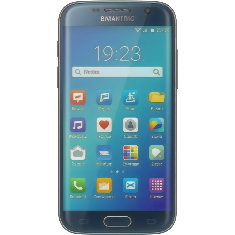 Самсунг Galaxy вид спереди - экран светлый и рабочий стол emoji