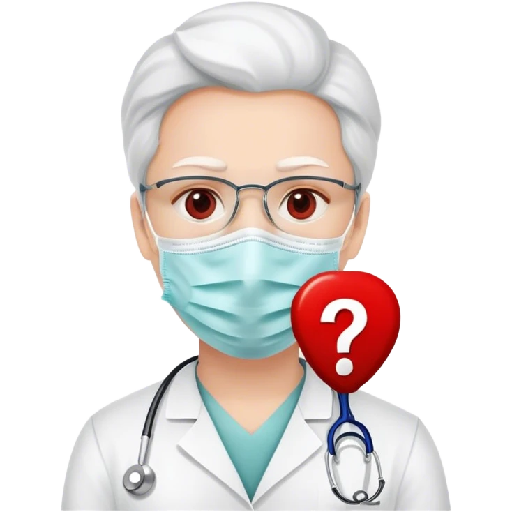 Doctor with a medical mask and red question mark on that mask emoji