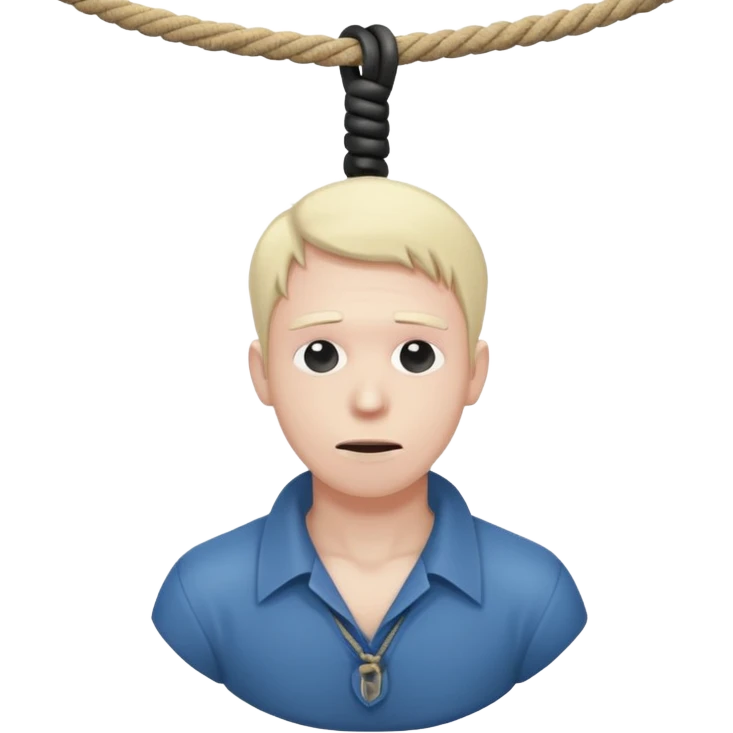 A man's neck hanging in a rope dead emoji