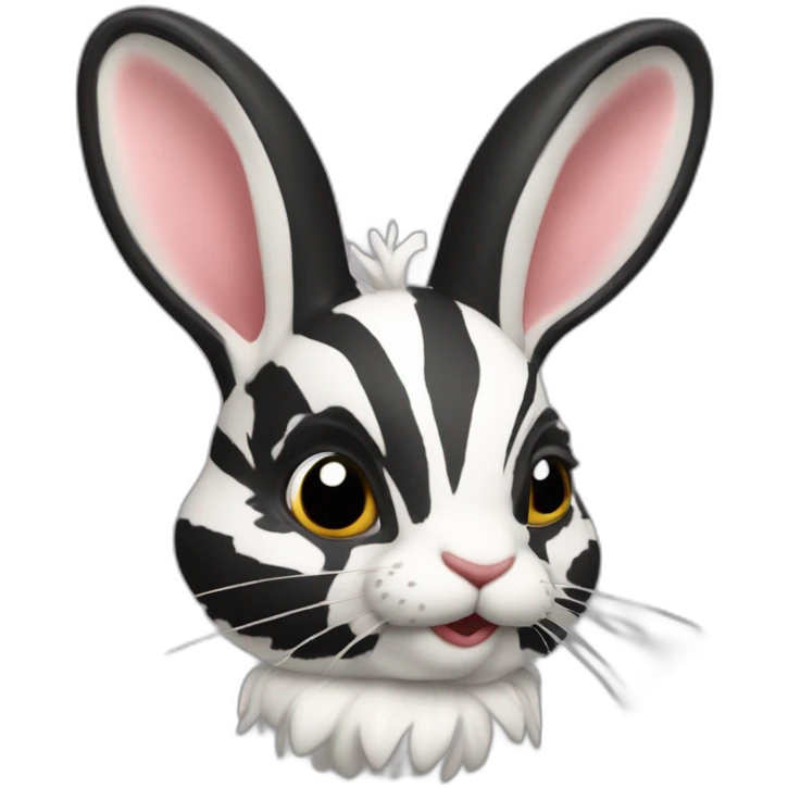 Lapine arlequin côté de visage gauche noir emoji