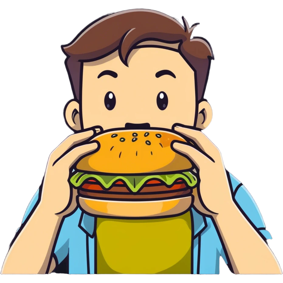Man eating a hamburger  emoji