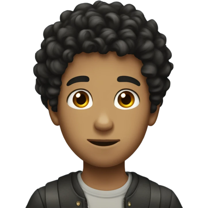 boy with curly black hair, with broad shoulders and full height emoji