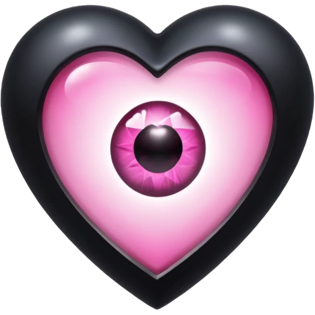 A black heart Gem with a pink eye in the center emoji