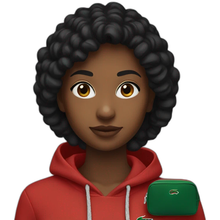 Lacoste bag black girl with black lacoste hoodie emoji