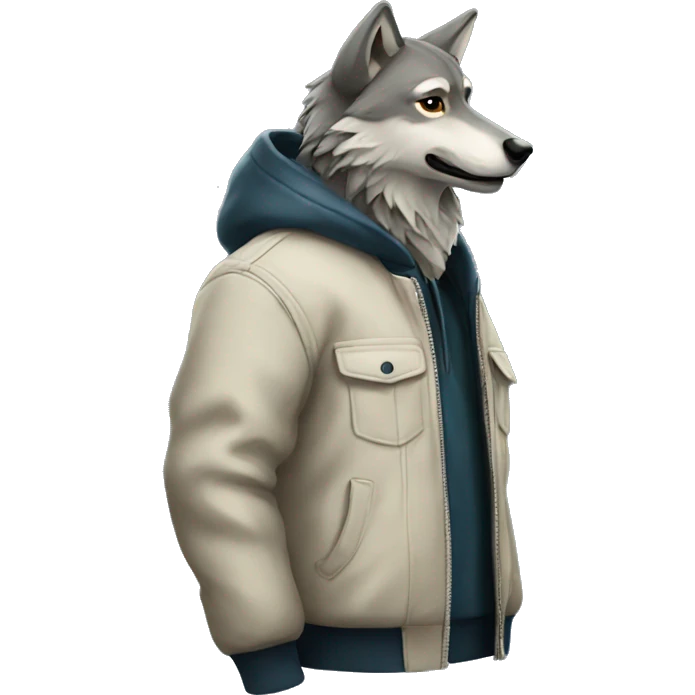 Wolf whit jacket on emoji