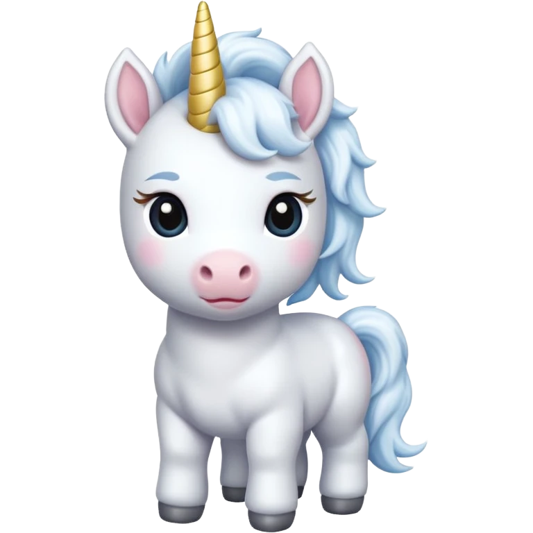 baby white unicorn, chibi full body emoji