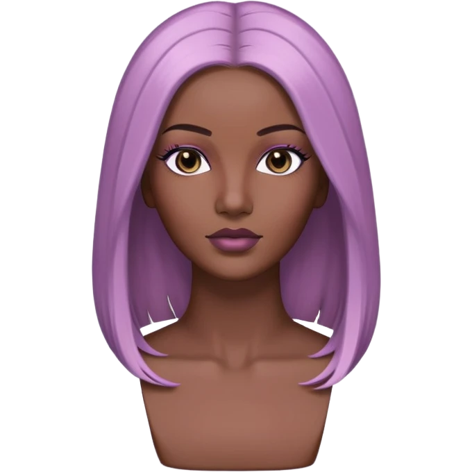 1. “Bust Down Wig Baddie” Emoji Icon  A dark-skinned faceless baddie mannequin wearing a sleek, middle-part bust down wig with laid baby hairs. Soft glam shine, mauve background, LayLab logo detail. emoji