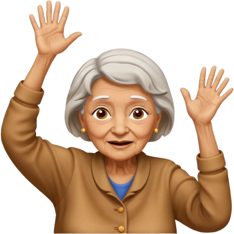 Old lady hands up raise the roof dancing  emoji