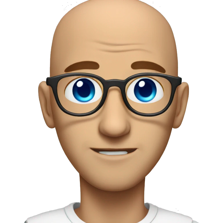 a bald man with blue eyes wearing glasses as naturo character emoji