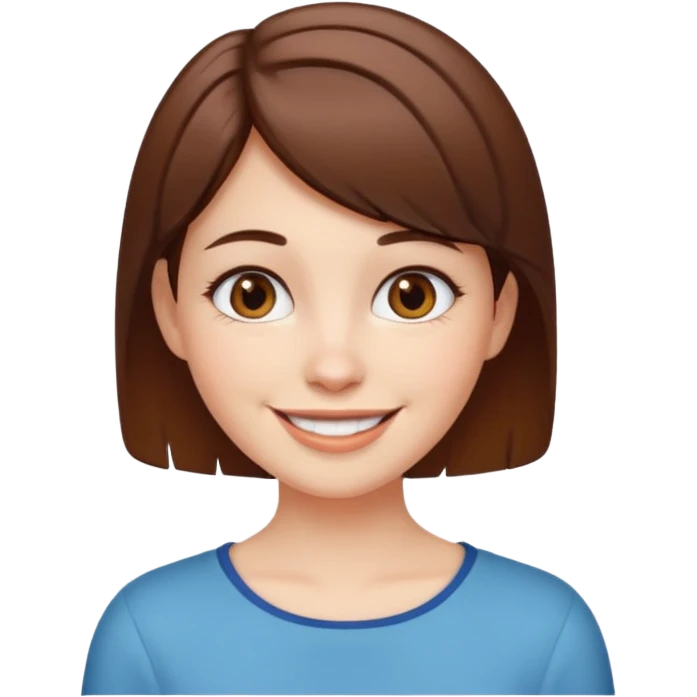 Let her be a girl with white skin and short brown hair with tips up that can be seen  emoji