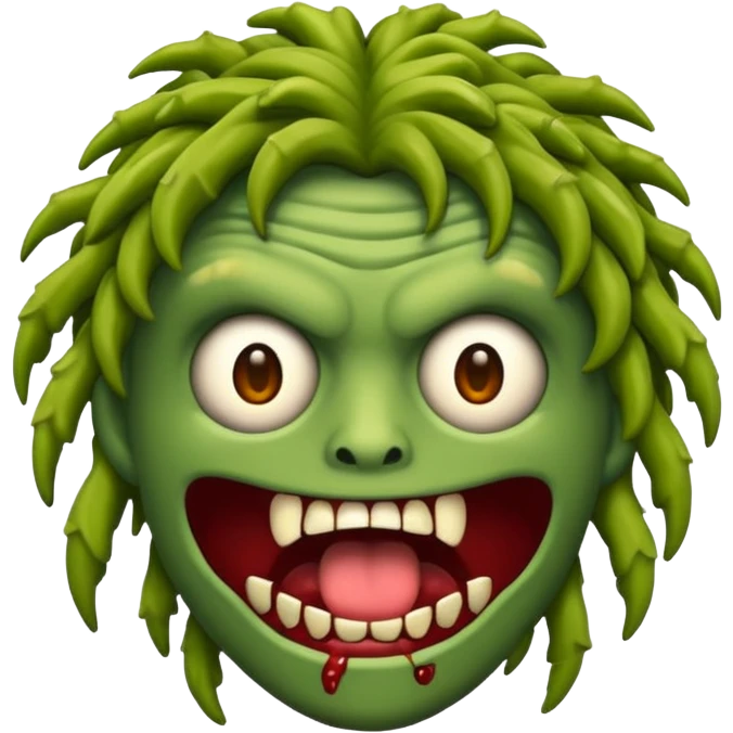Faça um zumbi estilo emojis de iPhone, de uma moça parda dos cabelos ondulados  emoji