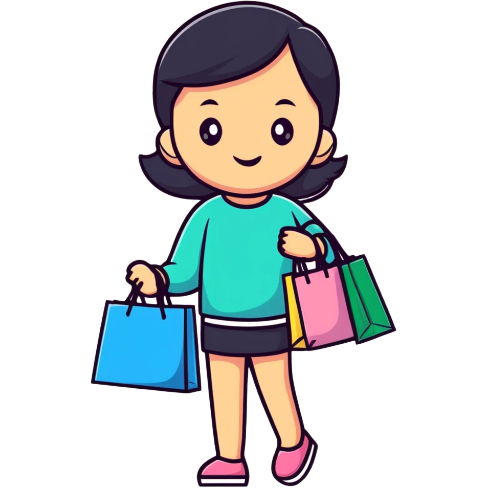 girl carrying shopping bags after shopping emoji