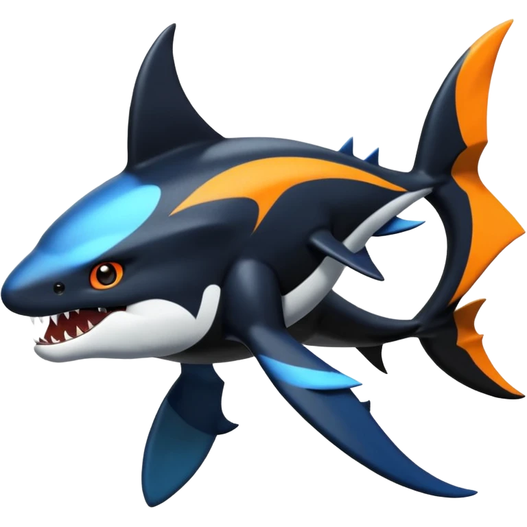 4-legged, digitigrade, clawed, furry finned sharp, cool, badass, edgy Sharpedo-Orca-Houndoom-Garchomp-Nargacuga-Silvally-Vaporeon-fusion-hybrid-creature, full body emoji