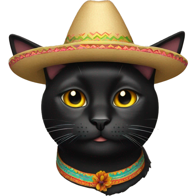 black cat wearing sombrero emoji