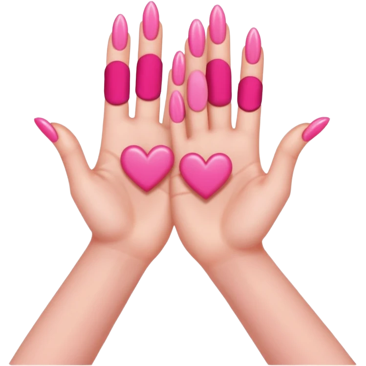 hands with long pink nails doing a hand heart emoji