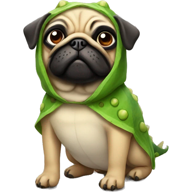Pug with dinosaur costume on emoji