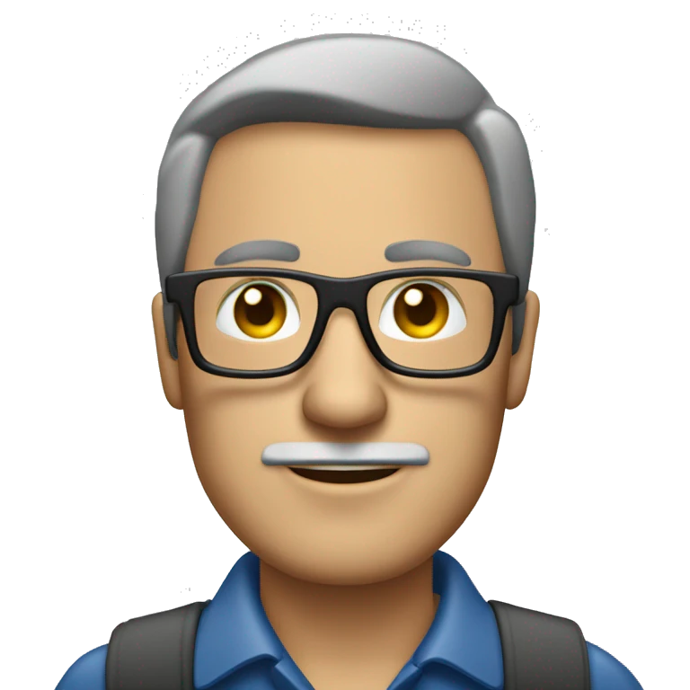 Hombre de mediana edad con gafas  trabajando con ordenador emoji