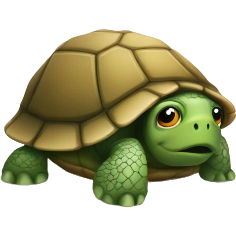 Sad turtle hiding in shell emoji