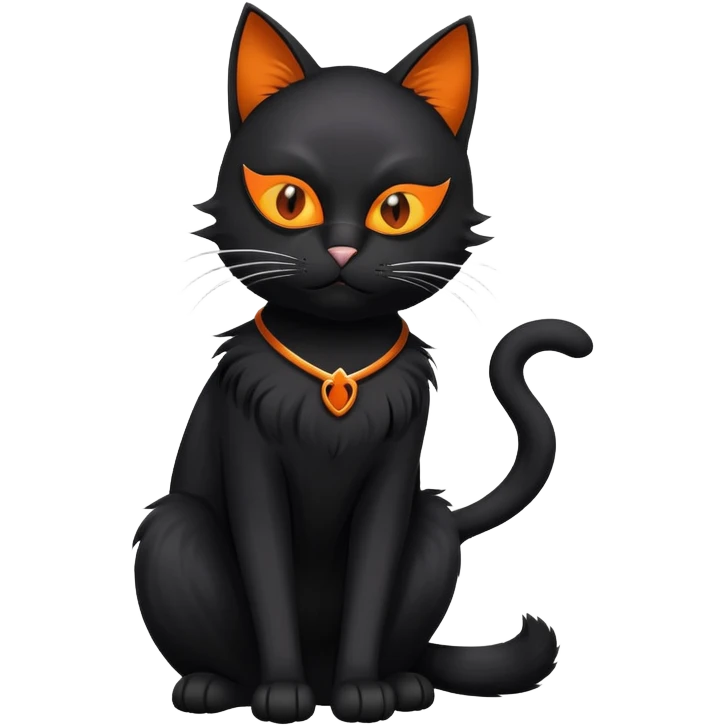 black cat full body sitting with a mask emoji