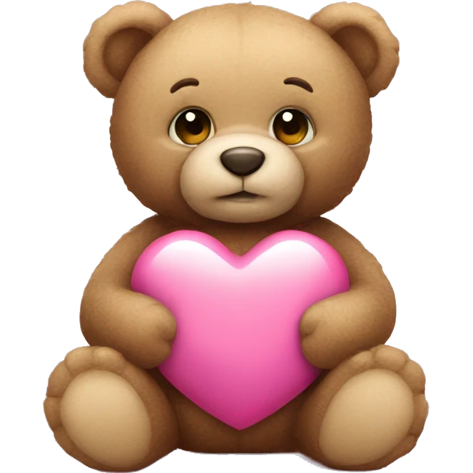 Teddy bear holding pink heart emoji