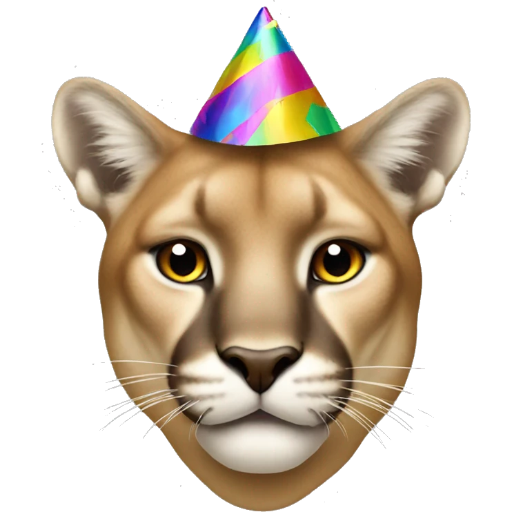 Cougar with party hat  emoji