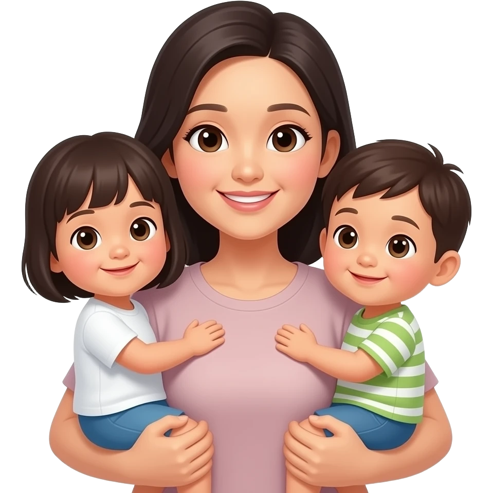 mom with two kids asian emoji