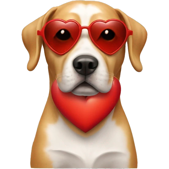 Dog with red Heart sunglasses  emoji