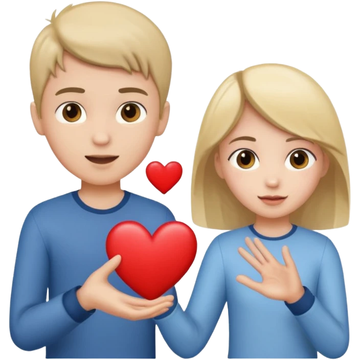 A boy throwing heart towards a girl  emoji