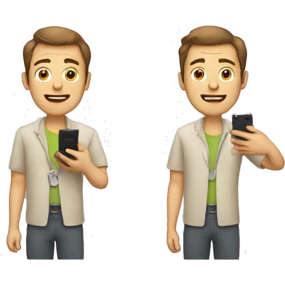 man with two phones emoji