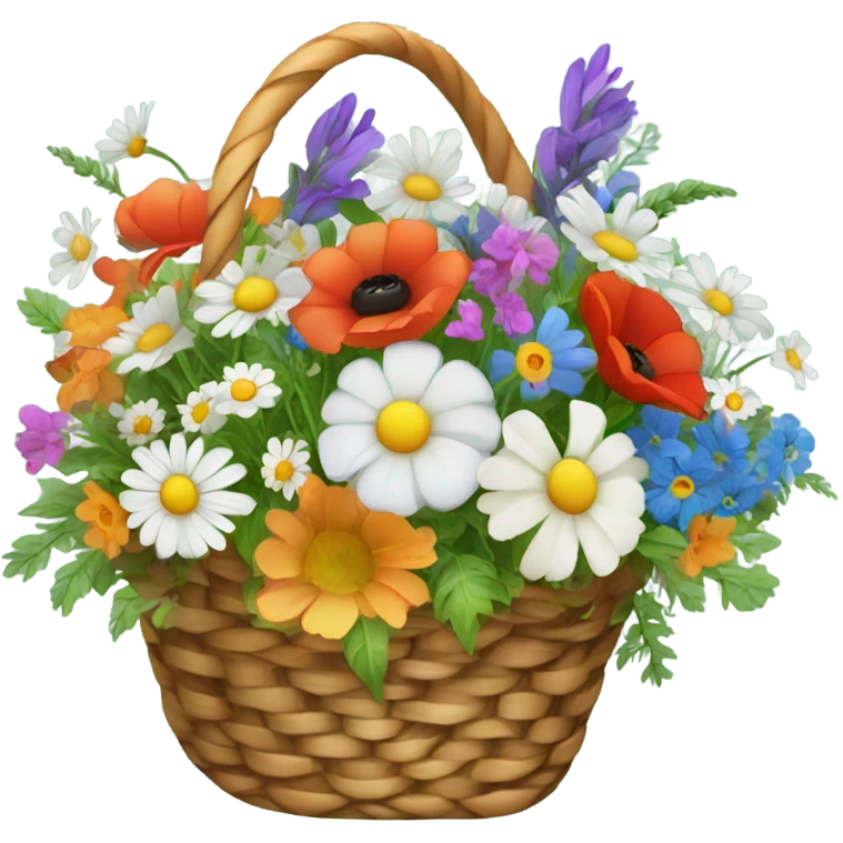 Basket full of cottage flowers emoji