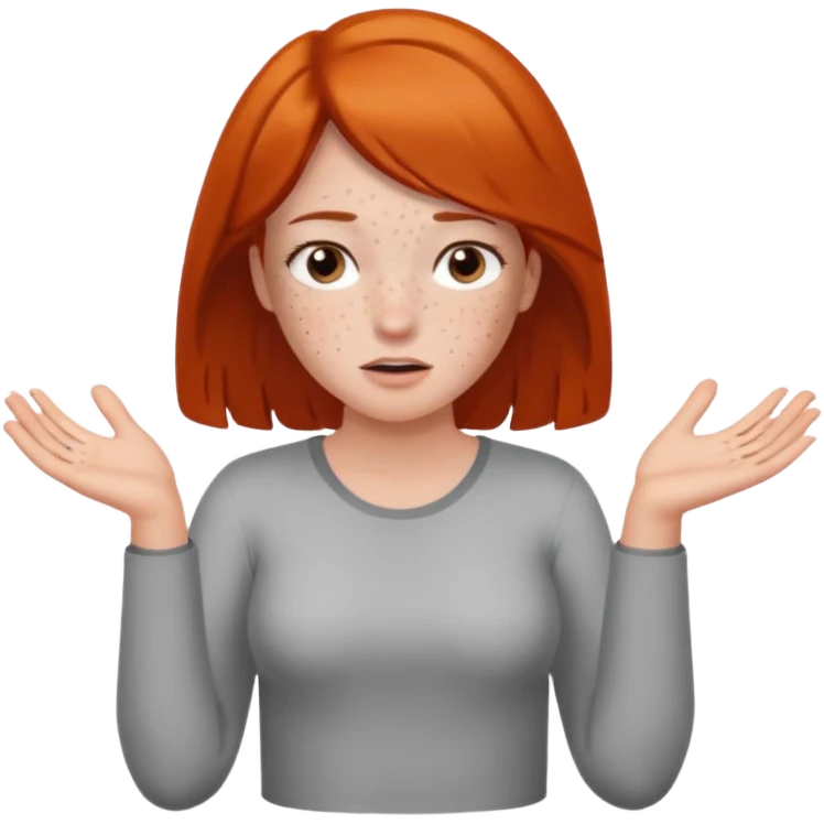 girl shrugging with 6 over one hand and 7 over the other hand emoji