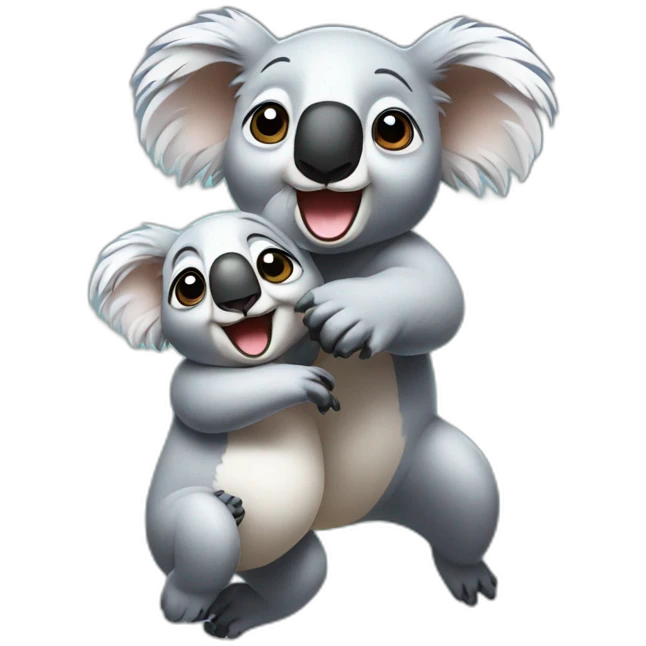 Dancing koala and its baby emoji