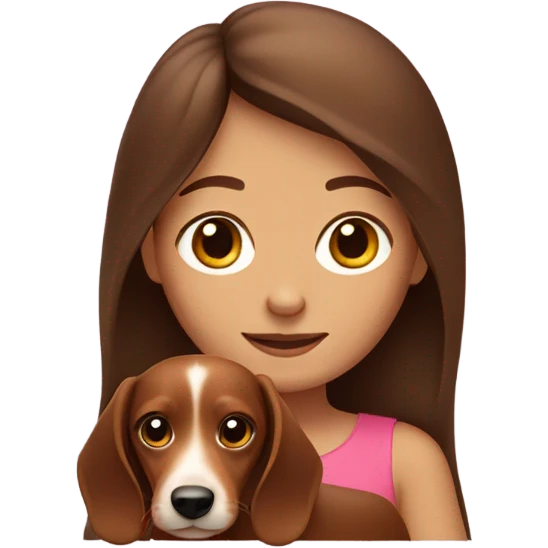 Brown hair girl with daschund  emoji