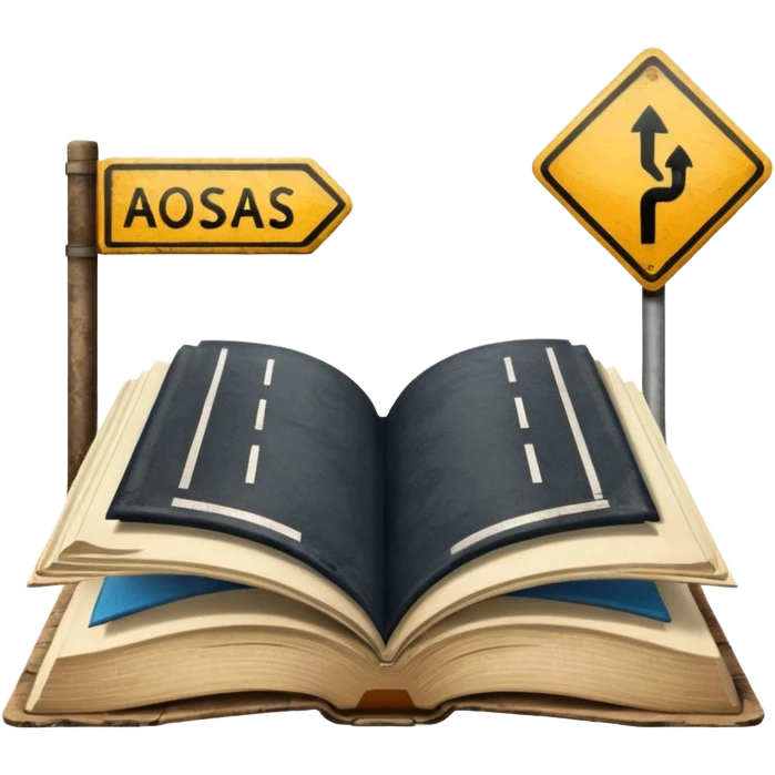 open book with a road sign inside emoji