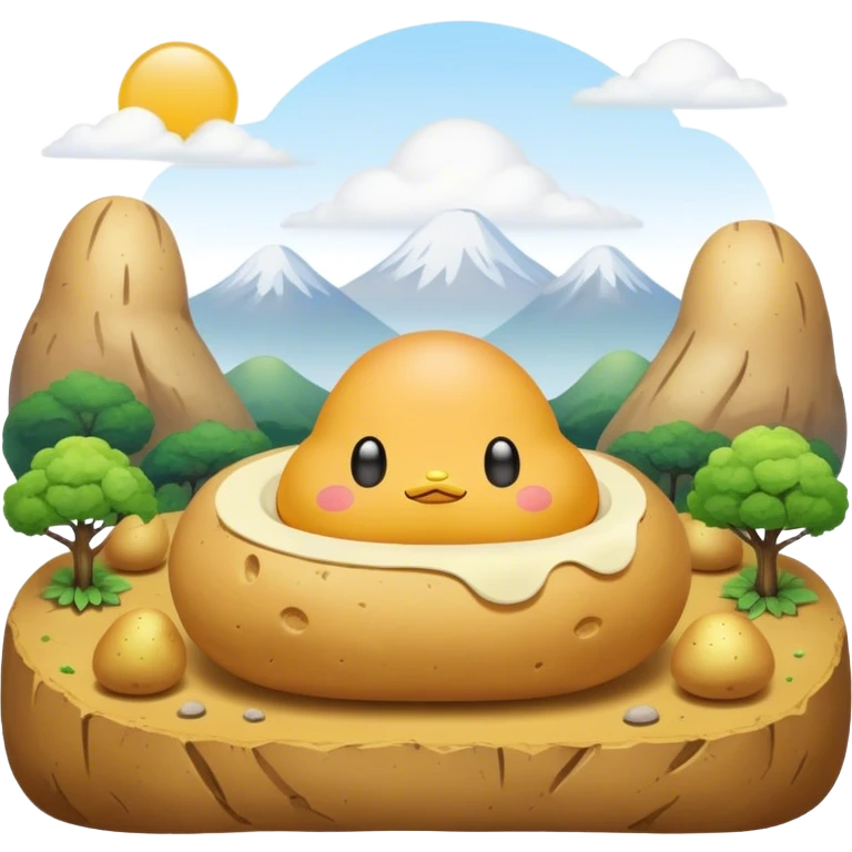 kawaii gudetama meditating potato landscape emoji