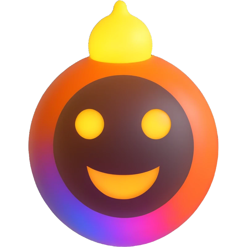 aura ball with a warm smile, glowing effect emoji