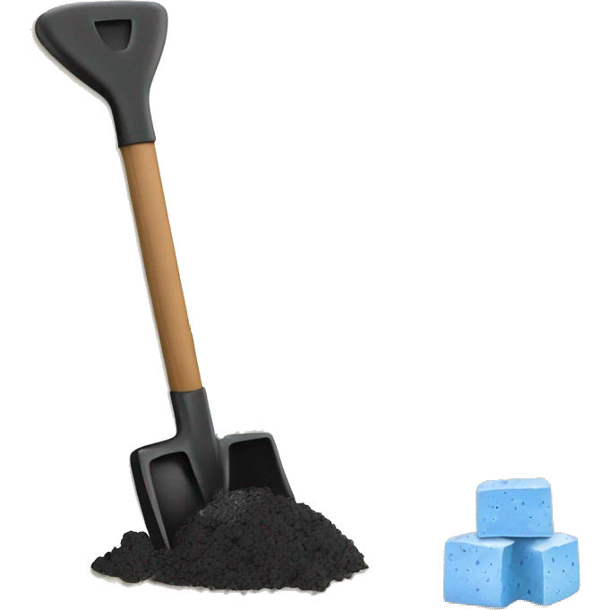Black sugar strain and blue cheese strain with marijuana leaves and smoke. A shovel, hoe cartoon images in the middle of the words emoji