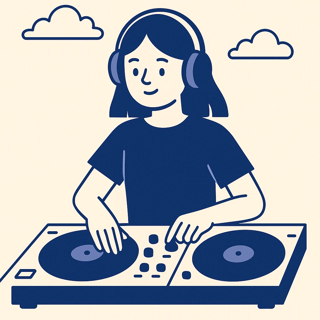girl playing DJ set emoji